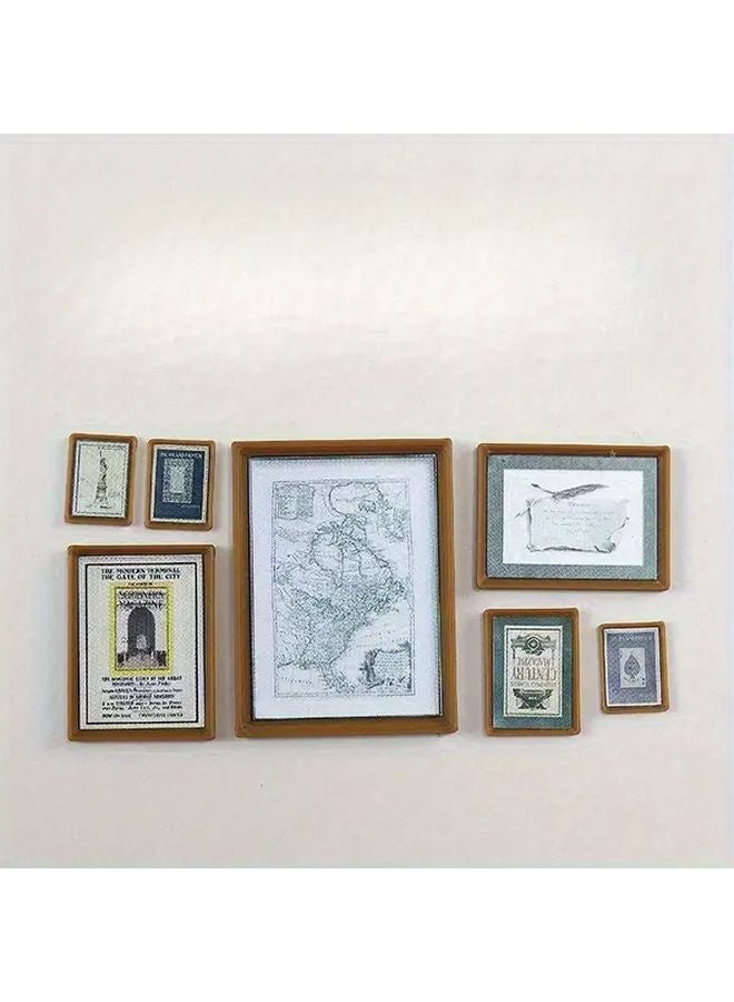 Geometric Fantasy Miniature Dollhouse Wall Art With Door Windows Balcony 3pcs - Image 2