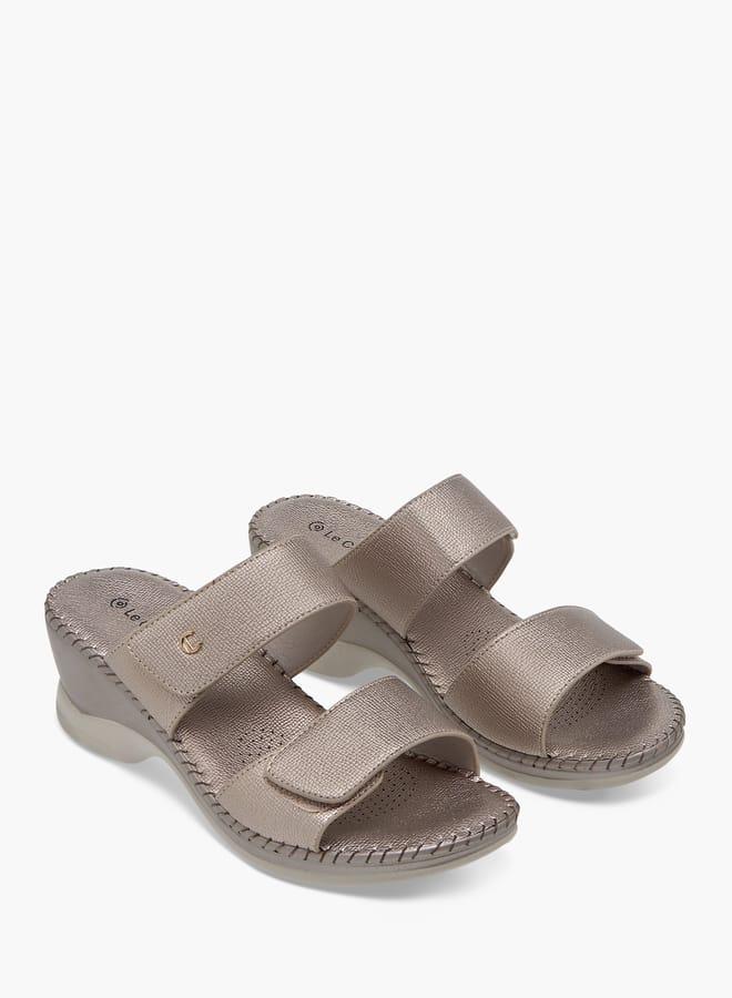 Le Confort Women Textured Slip-On Sandals with Wedge Heels - Image 3