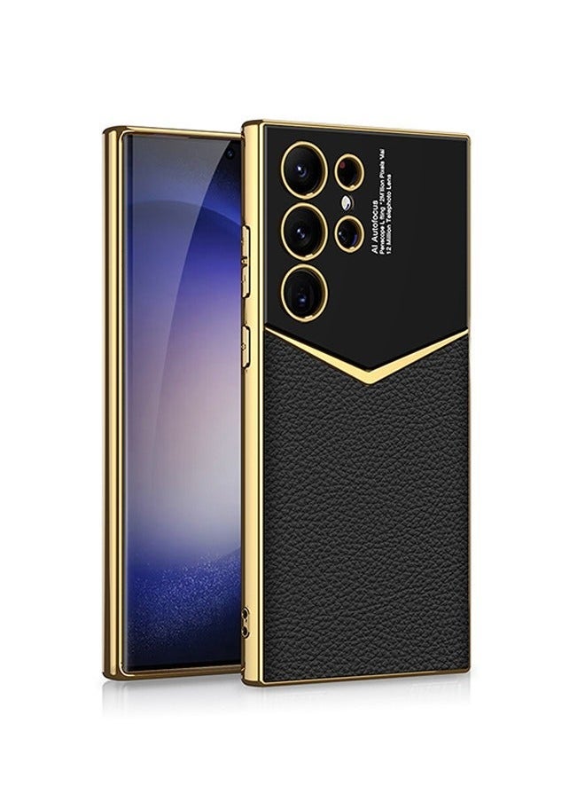 TEAM LUXURY - Samsung Galaxy S24 Ultra Case Leather Electroplating Cover with Anti-Scratch Protector Shockproof Camera Len Protection Soft PU Comfortable Touch Feel Back Cover Phone Accessories - Image 1
