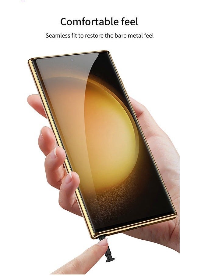 TEAM LUXURY - Samsung Galaxy S24 Ultra Case Leather Electroplating Cover with Anti-Scratch Protector Shockproof Camera Len Protection Soft PU Comfortable Touch Feel Back Cover Phone Accessories - Image 1