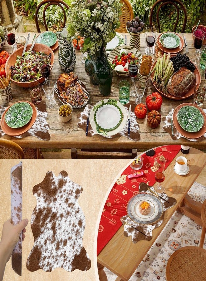 Kuabiz Western Cow Print Place Mats Disposable Cowhide Print Paper Placemats Western Cow Printing Placemats for Holiday Banquet Kitchen Table Room Decor (50, Light Brown) - Image 3