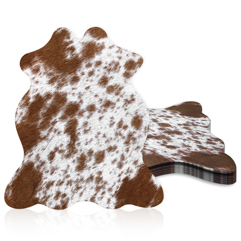 Kuabiz Western Cow Print Place Mats Disposable Cowhide Print Paper Placemats Western Cow Printing Placemats for Holiday Banquet Kitchen Table Room Decor (50, Light Brown) - Image 1