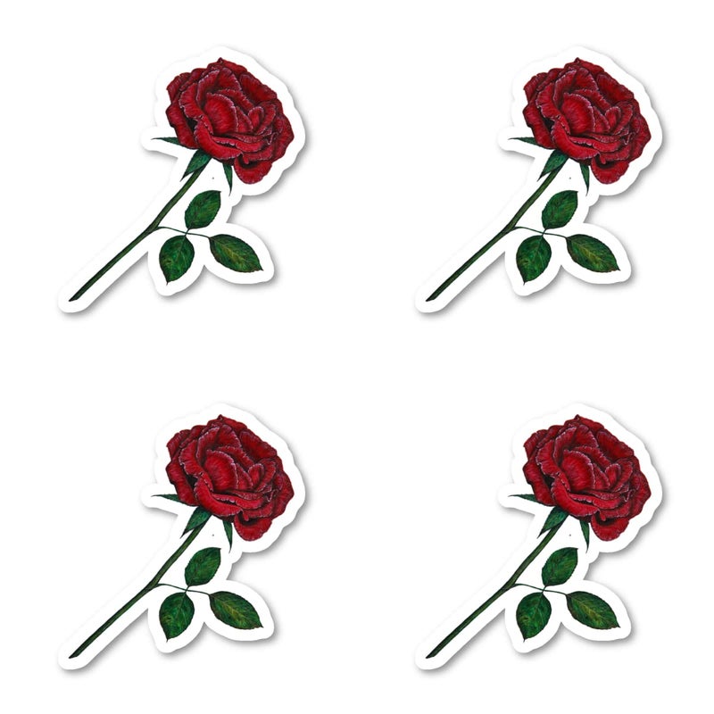 FunPopStickers Red Rose Sticker Garden Stickers 4 Pack  Laptop Stickers  25 Inches Vinyl Decal  Laptop Phone Tablet Vinyl Decal Sticker S214414P4