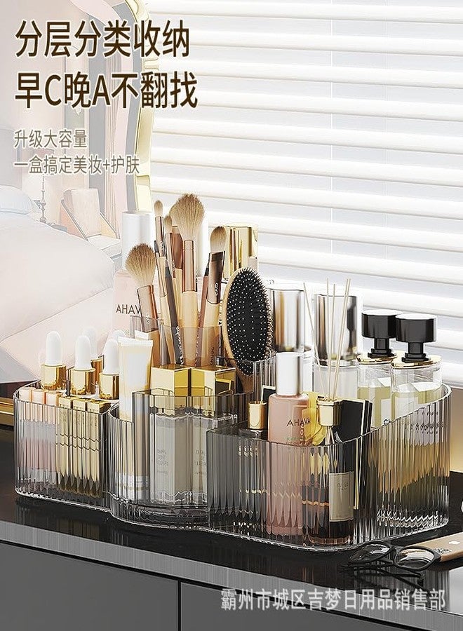 Furret Cosmetic storage box desktop acrylic transparent large-capacity box compartment lipstick dormitory makeup brush rack - Image 2