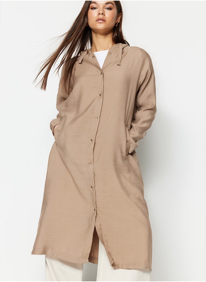 trendyol - Hooded Snap Closure Woven Cap & Abaya TCTSS21KF0002 - Image 1