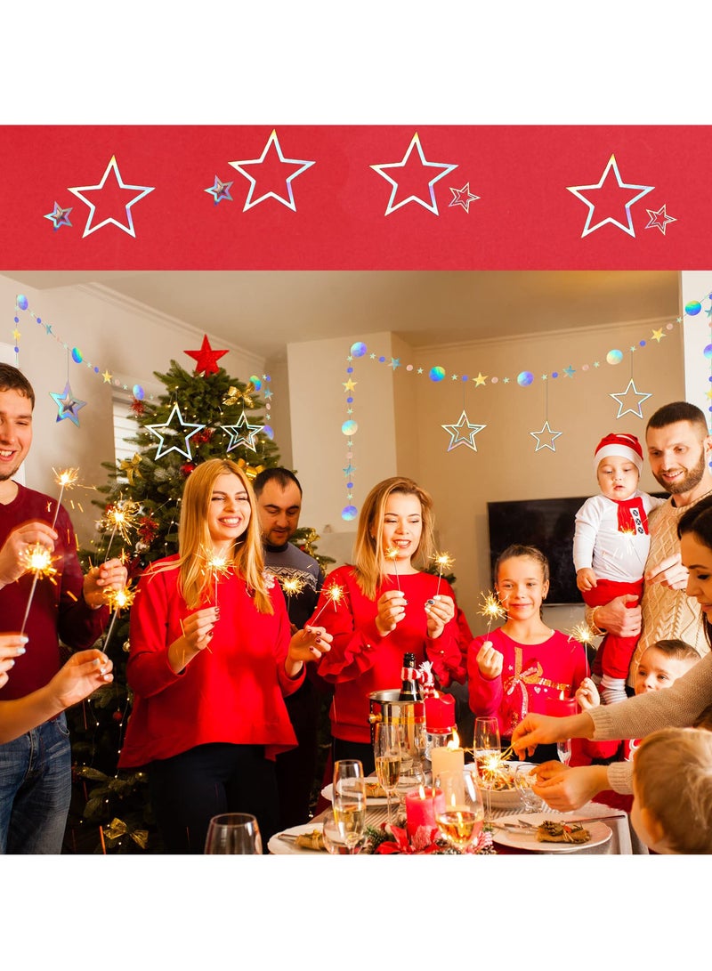 SYOSI Party Supplies Kit, 37 Pieces Iridescent Holographic Hanging Bling Twinkle Star Galaxy, Garland Circle Dot Swirl Streamer Glitter Decorations for Wedding Disco Party Decorations - Image 5