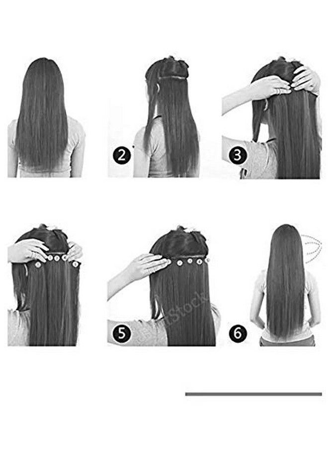 BeatStock 5 Clips Head 1 Piece STRAIGHT Hair Extensions For Women and Girls For Increase Instant Length 24 inch (Black)  - Image 4