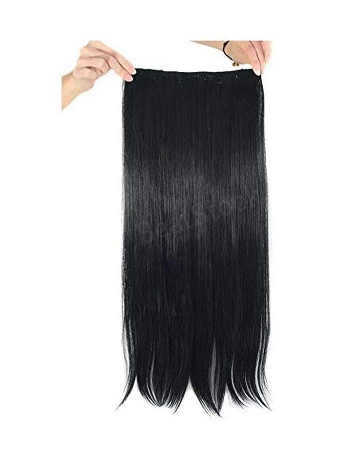 BeatStock 5 Clips Head 1 Piece STRAIGHT Hair Extensions For Women and Girls For Increase Instant Length 24 inch (Black)  - Image 3