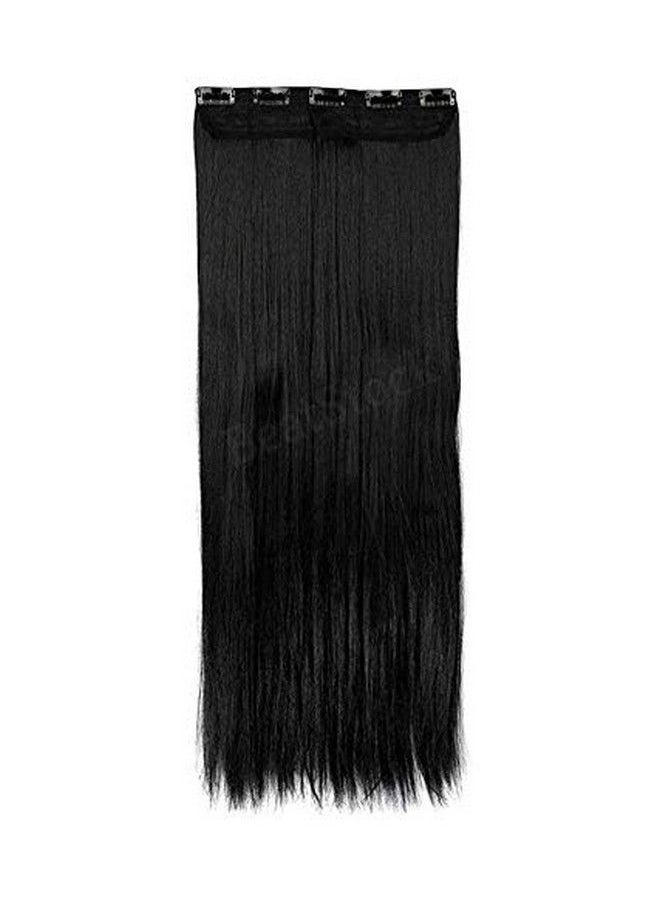 BeatStock 5 Clips Head 1 Piece STRAIGHT Hair Extensions For Women and Girls For Increase Instant Length 24 inch (Black)  - Image 5