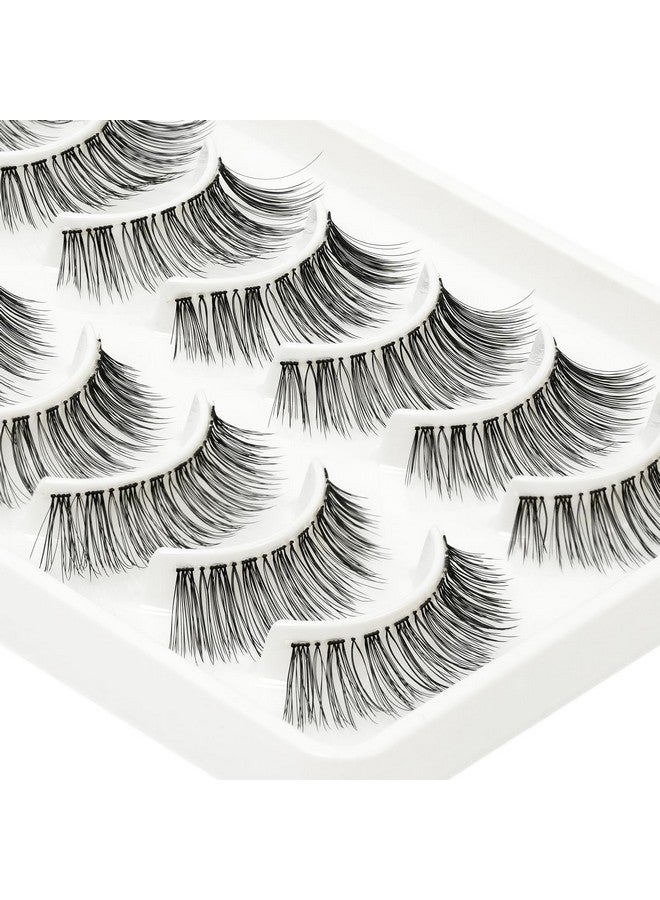 EMEDA False Eyelashes Natural Strips Look Pestañas Postizas Naturales 10 Pairs Invisible Band 3D Demi Wispies 12Mm Fake Lashes Small Face Lashes Handmade Clear Band Eye Lashes(005) - Image 3