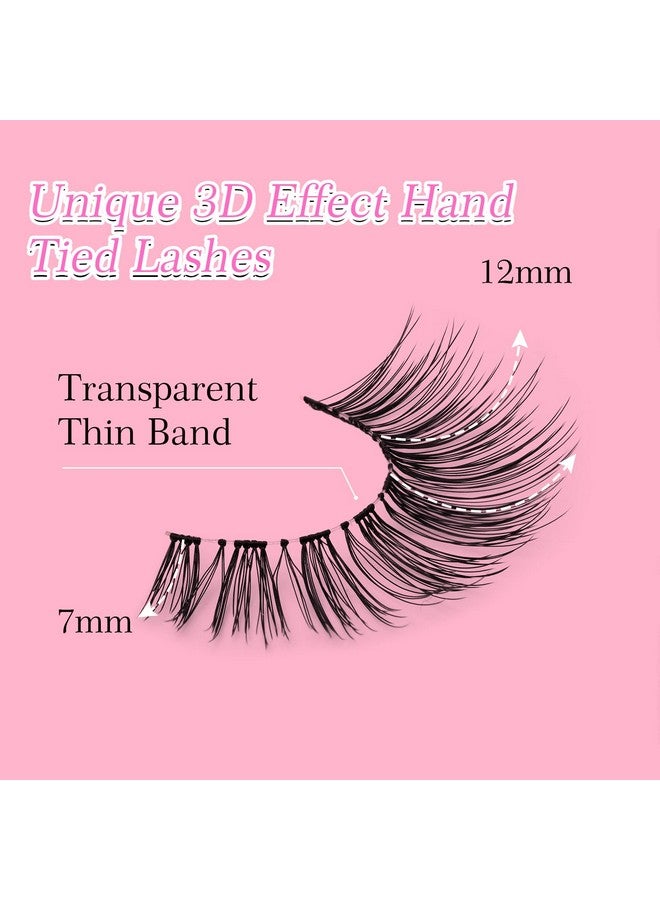 EMEDA False Eyelashes Natural Strips Look Pestañas Postizas Naturales 10 Pairs Invisible Band 3D Demi Wispies 12Mm Fake Lashes Small Face Lashes Handmade Clear Band Eye Lashes(005) - Image 2
