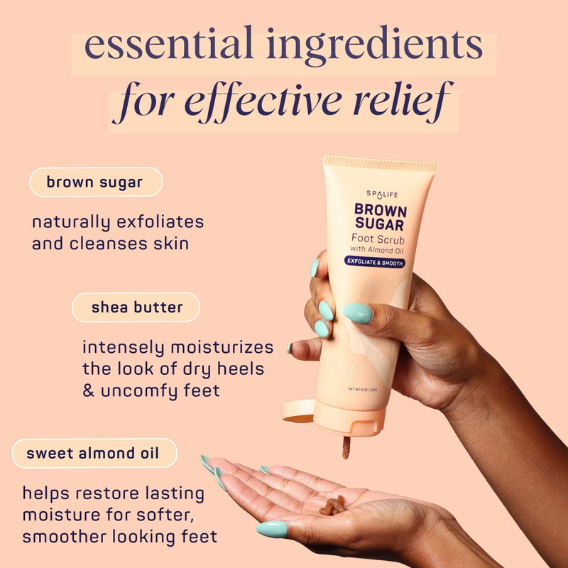 SpaLife Beauty Brown Sugar Foot Scrub â€“ Exfoliating Foot Treatment for Dryness & Roughness â€“ Sugar Scrub for Feet â€“ Made with Shea Butter & Sweet Almond Oil to Soften & Smooth Skin - Image 3