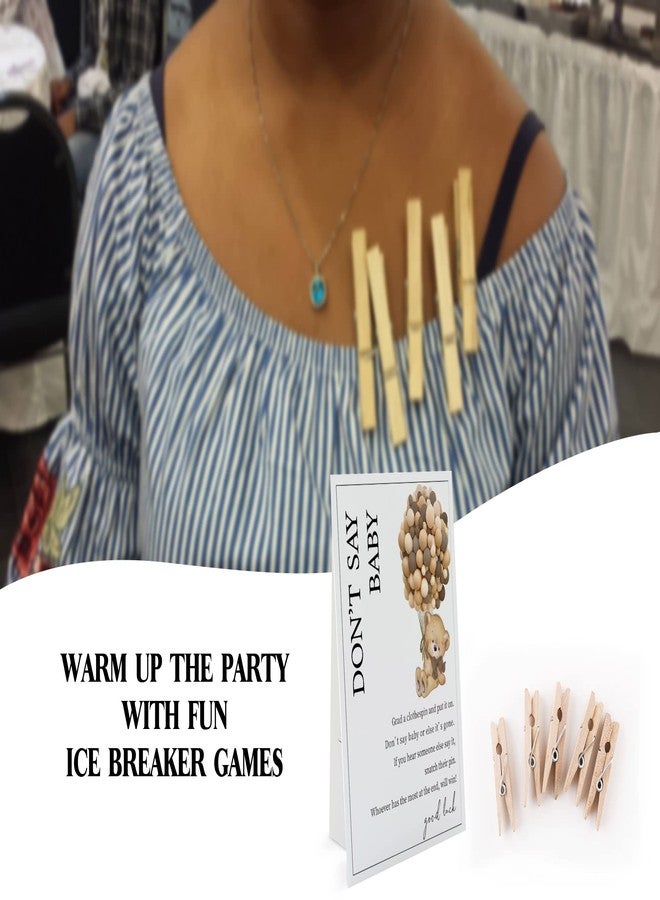 GNATV Bear Don't Say Baby Game (1 Sign And 50 Mini Natural Clothespins) - Baby Shower Game, Gender Neutral - Image 4
