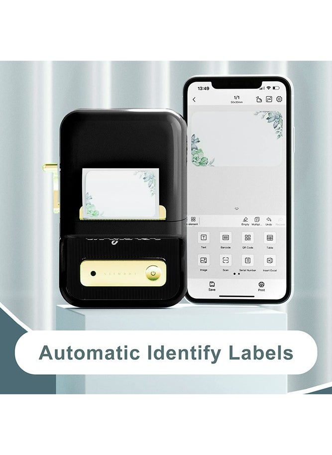 NIIMBOT B21 Bluetooth Label Maker Inkless Label Printer with 1 Roll 50*30mm White Label Sticker, Portable Thermal Label Maker with 20-50mm Print Width, Great for Clothing, Address, Business, Supermarket,  Retail Store Printing Barcods, Balck  - Image 2