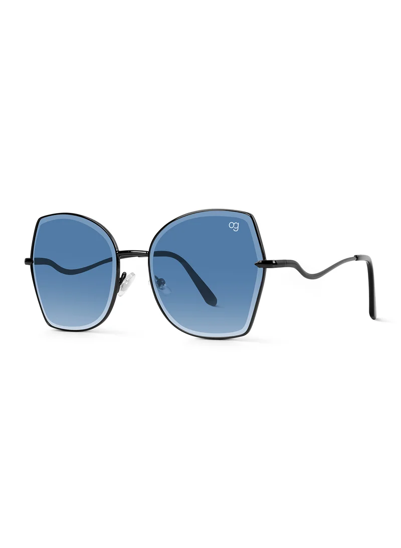Woggles Latest & Stylish UV Protected BlueX Black Oversized Sunglasses for Women