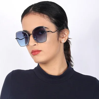 Woggles Latest & Stylish UV Protected BlueX Black Oversized Sunglasses for Women