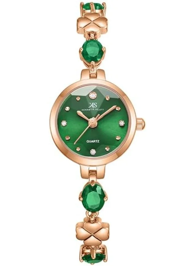 KENNETH SCOTT Kenneth Scott Women's PE21 Movement Watch, Analog Display and Brass Strap - K23541-KBGG, Green