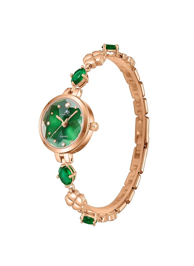 KENNETH SCOTT Kenneth Scott K23541-KBGG Women Analog Display Watch & Brass Strap Green  - Image 2