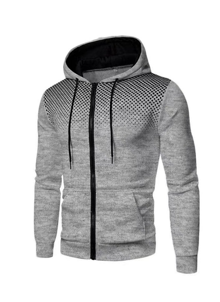 KUYING New Wave Point Loose Zipper Hooded Sports Hoodie  - Image 1