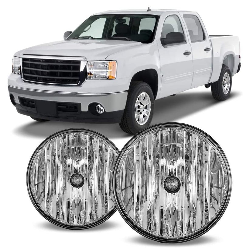 Winjet OEM Series for [2007-2014 Sierra] 2007 2008 2009 2010 2011 2012 2013 GMC Sierra 1500/2007-2014 GMC Sierra 2500 HD/3500 HD Clear Lens Driving Fog Lights with 12V 24W Bulbs - Image 1
