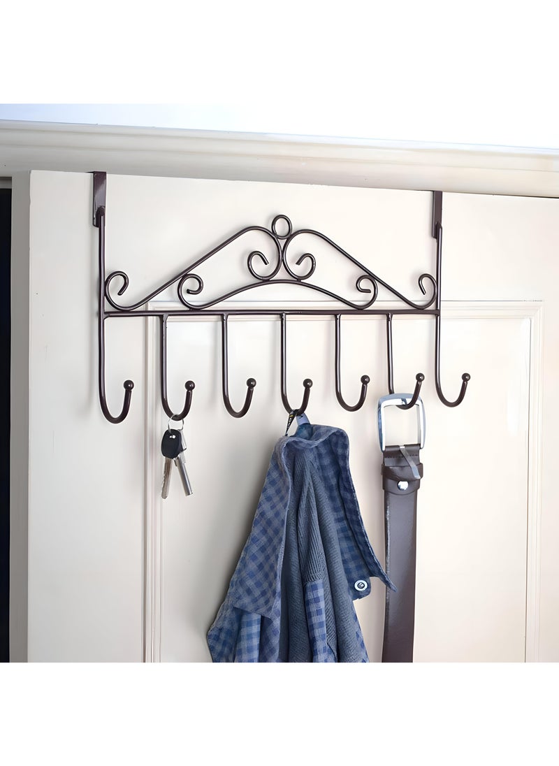 Modern Door Organizer - Durable Iron Hook Strip With 7 Hanging Points, Installs Easily Without Tools, Blends With Décor For Seamless Back-Of-Door Use