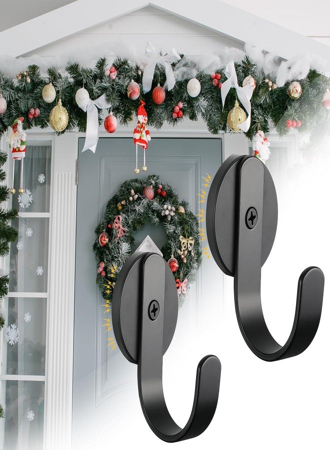 Pelopy 2 Pcs Magnetic Hanger Heavy Duty Magnetic Wreath Hook for Metal Door Window Refrigerator Office Kitchen Valentines Holiday Party Decoration - Image 1