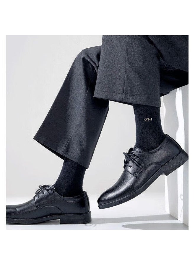 Yalu Men's Autumn Winter 7a Antibacterial Deodorant Business Casual Socks Dark Gray 5 Pairs Pack
