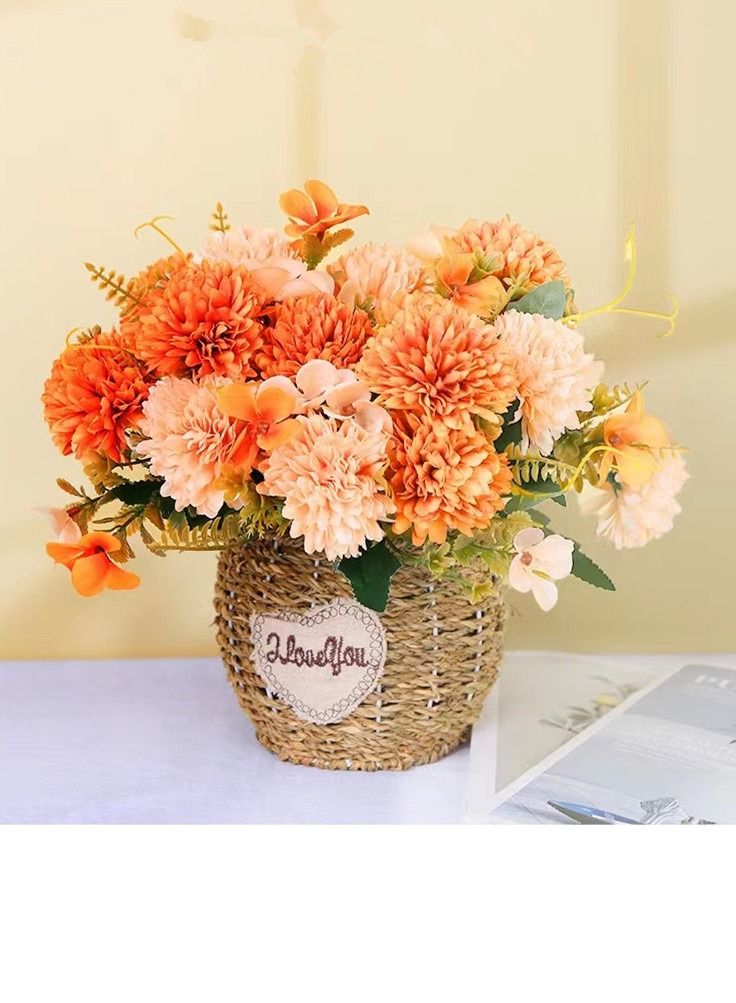 Kutis 1 Bunch  European Style Simulation of peony flowers Suitable Orange/pink 7 x 30 Centimeter  - Image 2