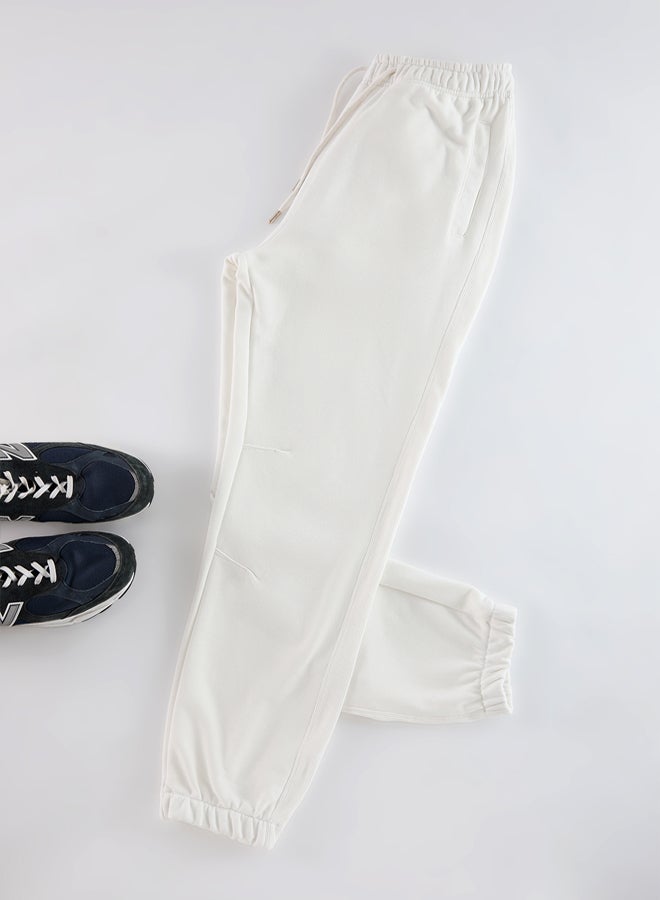 Ecru Oversize/Wide Cut Fabric Mix Sweatpants TMNAW25EA00012