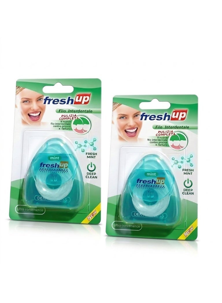 Fresh Up Dental Floss 50m - Essential for Complete Oral Hygiene, GREEN.(2pcs) - Image 1