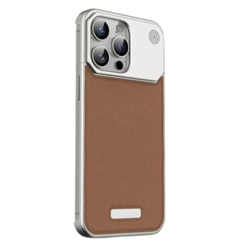 Tech Trendz TechTrendz Premium Metallic Aero Flex Aluminium Leather Case with Aroma Perfume Cover Compatible for iPhone 16 Pro Cover with Fragrance Aroma for iPhone 16 Pro Leather Cover (Brown) - Image 1