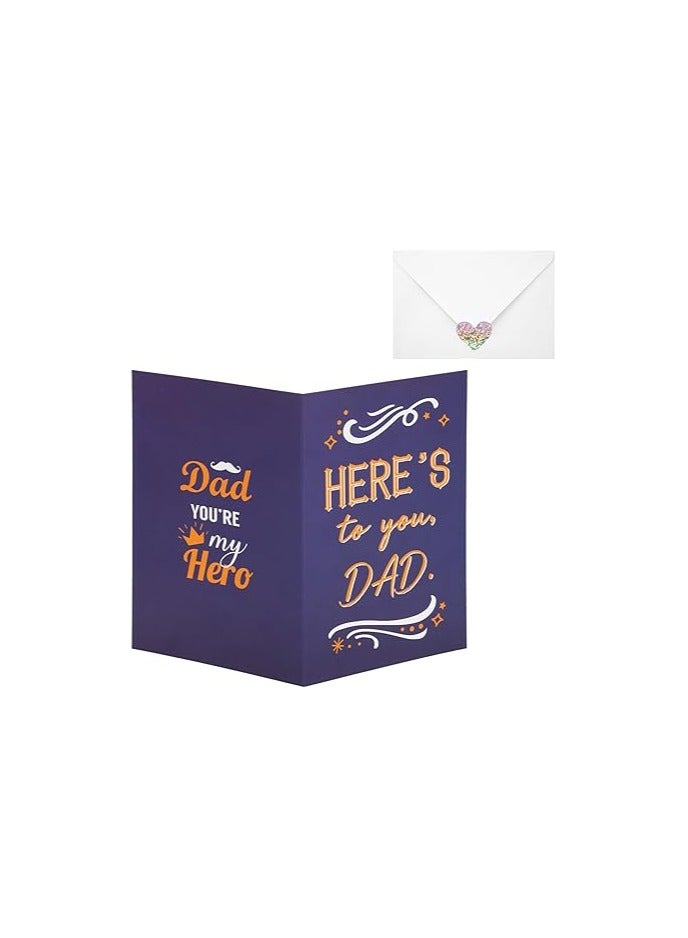 بطاقة عيد الأب، بطاقة عيد الأب السعيد مع مغلفات وملصقات ختم الختم، بطاقة تهنئة عيد الأب القابلة للمطوية أفضل بطاقة عيد ميلاد الأب لهدايا عيد ميلاد الأب (النمط 1) - Image 1