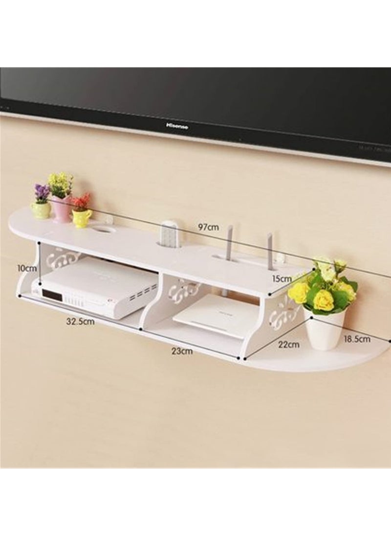 كي واي دي خزانة تلفزيون منزلية بسيطة، خزانة تلفزيون جدارية، رف جدار بنمط شبكة، رف صندوق استقبال، مناسب لعرض المجموعات. - Image 4