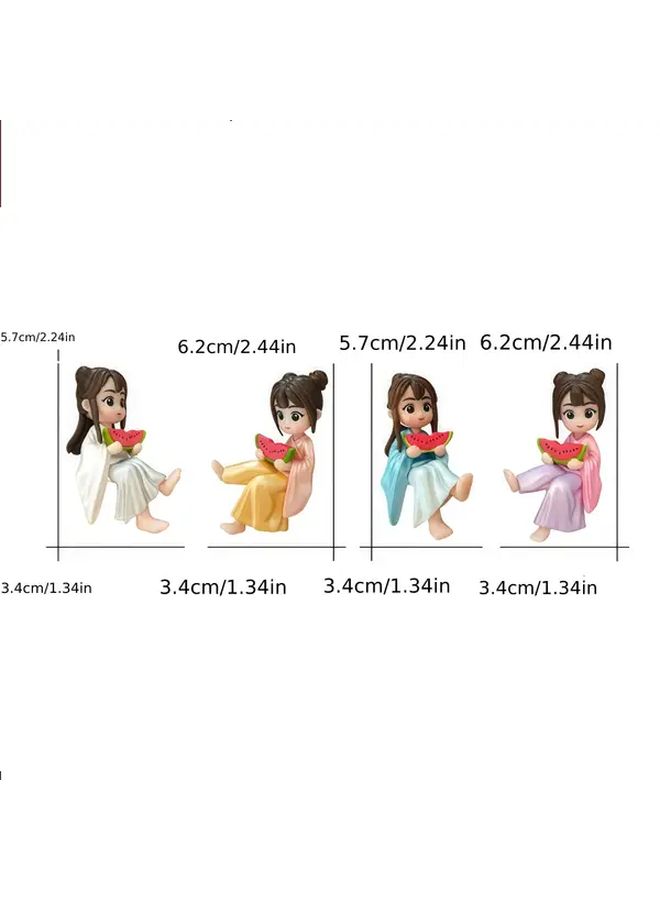 2pcs Anime Style Smiling Couple Figurines Blue Style A Pair Chibi Character Resin Statues Traditional Outfits Miniature Collectible Decor for Home Car Dashboard Desk Shelf Pastel Colors - Image 3