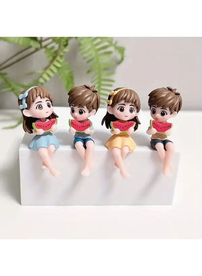 2pcs Anime Style Smiling Couple Figurines Blue Style A Pair Chibi Character Resin Statues Traditional Outfits Miniature Collectible Decor for Home Car Dashboard Desk Shelf Pastel Colors - Image 5