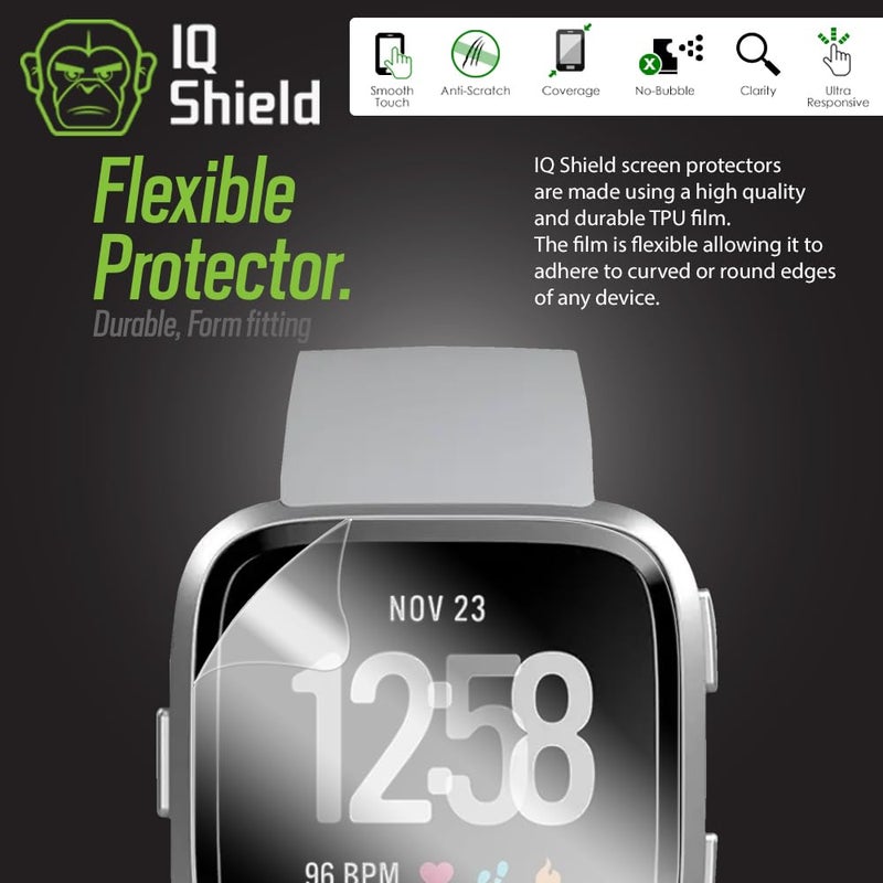 IQShield Screen Protector Compatible with Fitbit Versa 2 (6-Pack) Anti-Bubble Clear TPU Film - Image 3