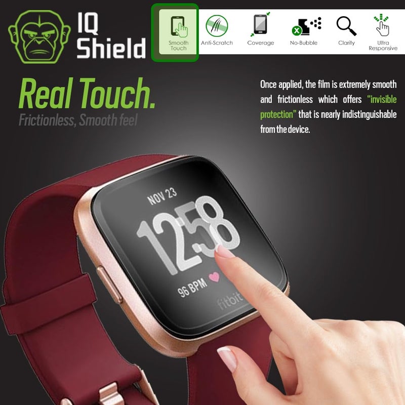 IQShield Screen Protector Compatible with Fitbit Versa 2 (6-Pack) Anti-Bubble Clear TPU Film - Image 4