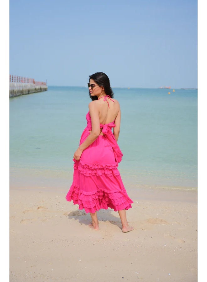 SJON Hot Pink Fusion Ruffle Dress - Image 3