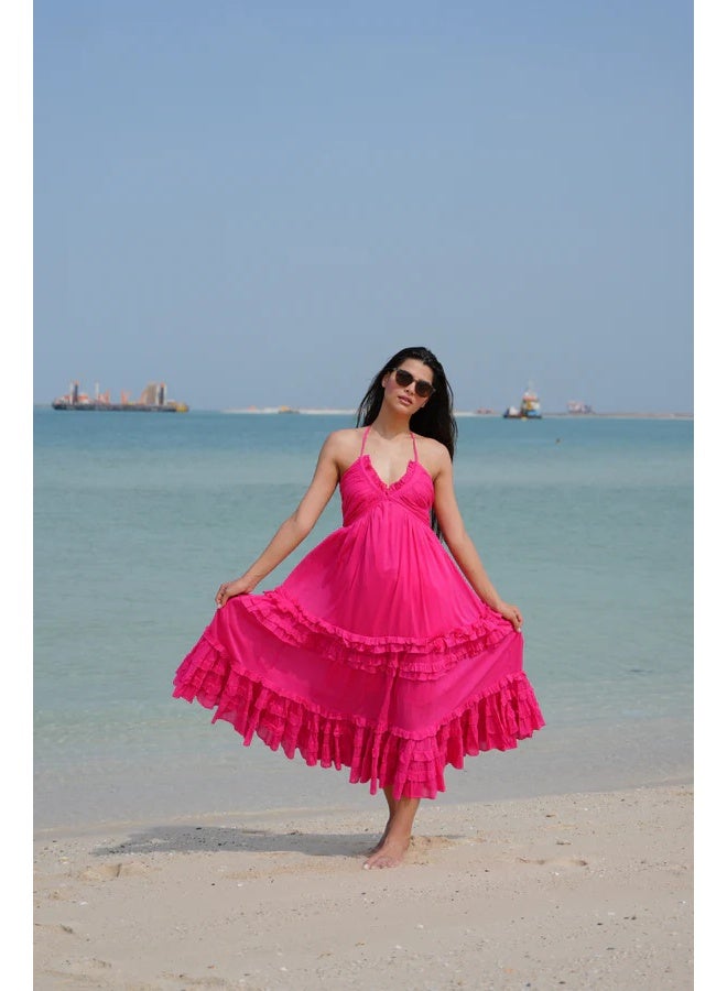 SJON Hot Pink Fusion Ruffle Dress - Image 1