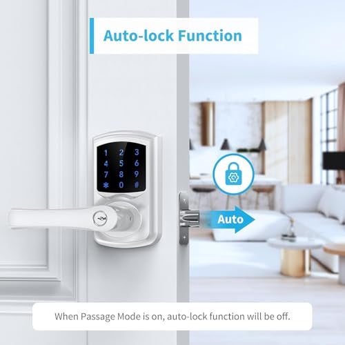 Signstek Keyless Entry,Digital Smartcode Door Lock for Front Door,Keypad Door Lock with Handle and Security Key,Touchscreen,Easy Installation,Silver - Image 4