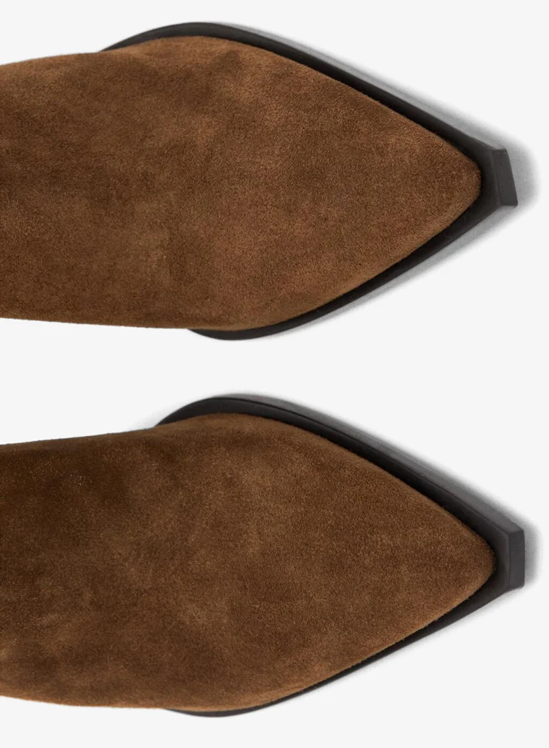 Mango  Suede ankle boots with pointed toe and block heel for Women | Best Price UAE