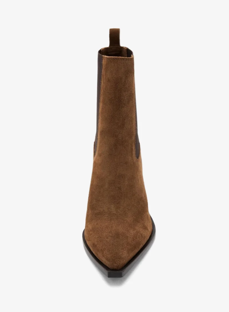 Mango  Suede ankle boots with pointed toe and block heel for Women | Best Price UAE