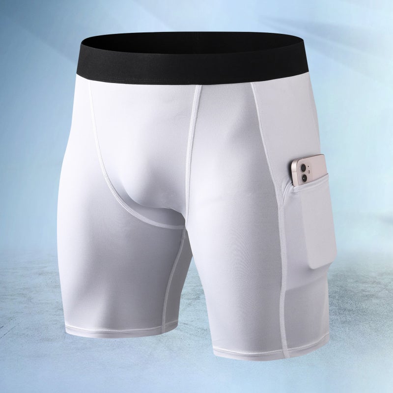 XX-Large White Tights: Stretch Compression Design - Sweat-Wicking Quick-Dry Fabric, Soft Lightweight Fit With Elastic Waist Side Pocket for Jogging Outdoor Gym Workout Training - Image 2