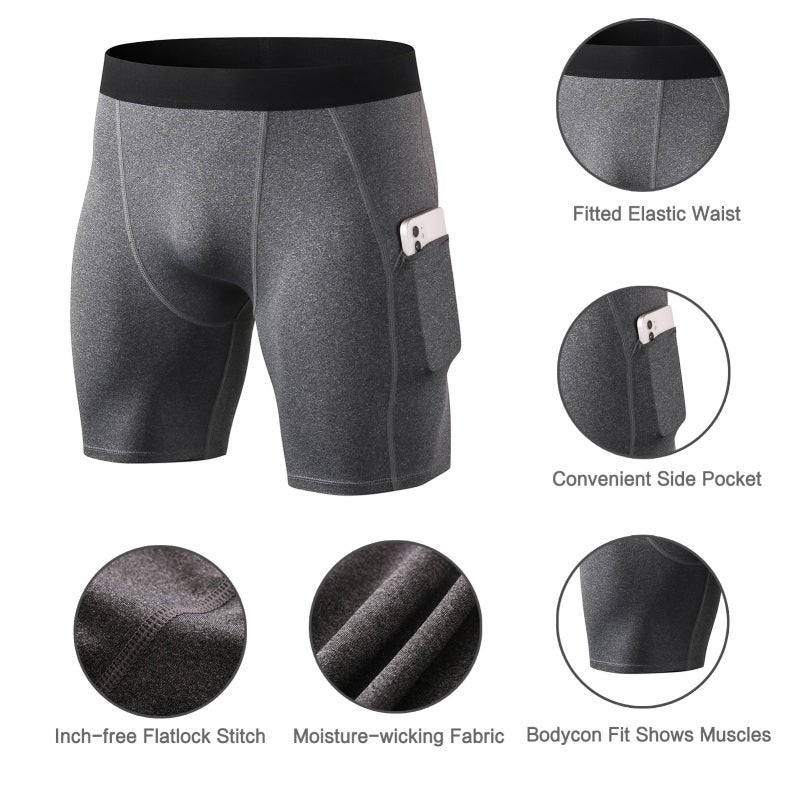 XX-Large White Tights: Stretch Compression Design - Sweat-Wicking Quick-Dry Fabric, Soft Lightweight Fit With Elastic Waist Side Pocket for Jogging Outdoor Gym Workout Training - Image 4