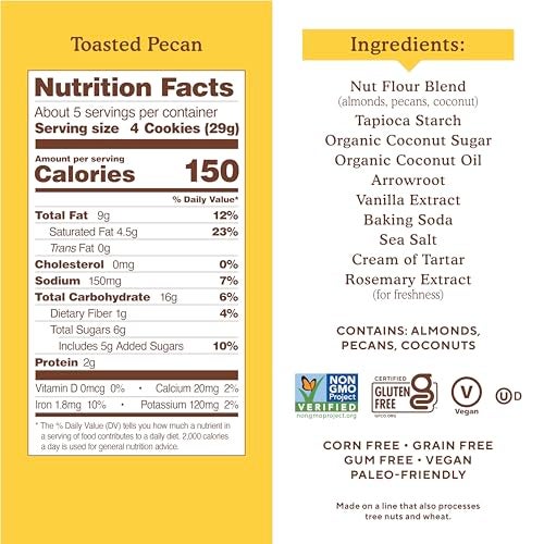 Simple Mills Almond Flour Crunchy Cookies, Toasted Pecan - Gluten Free, Vegan, Healthy Snacks, Made with Organic Coconut Oil, 5.5 Ounce (Pack of 6) - Image 4