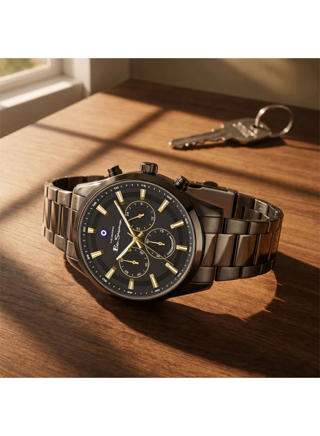 Ben Sherman Gunmetal Cambridge Gunmetal Dial Gunmetal Stainless Steel Bracelet Chronograph Watch for Men, 42mm for Men | Best Price UAE