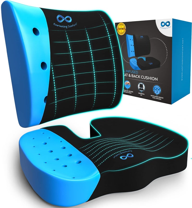 Everlasting Comfort Doctor Recommended Memory Foam Seat Cushion for Office Chairs & Car - Ergonomic Office Desk Accessories - Cushions for Tailbone Pain Relief, Sciatica & Back Support Pillow - Image 1