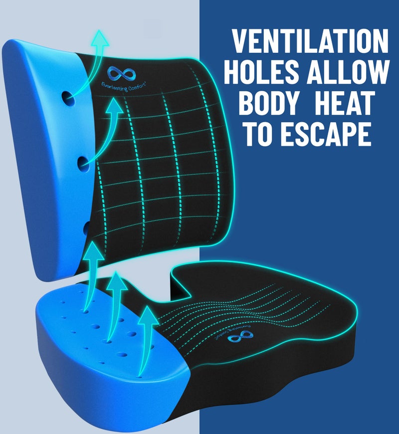 Everlasting Comfort Doctor Recommended Memory Foam Seat Cushion for Office Chairs & Car - Ergonomic Office Desk Accessories - Cushions for Tailbone Pain Relief, Sciatica & Back Support Pillow - Image 2