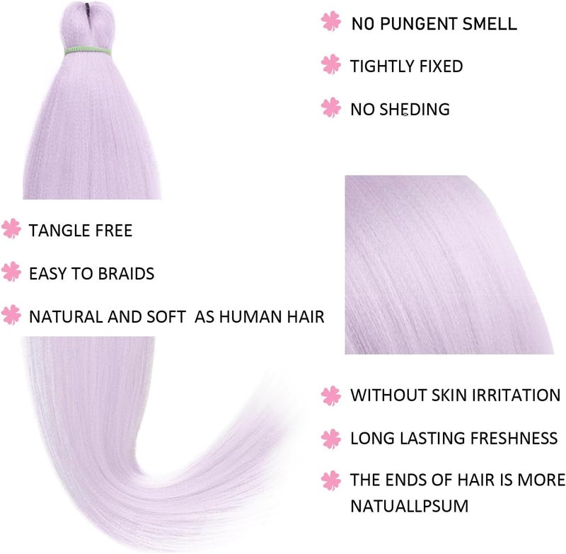 Leeven 26 Inch 2 Packs Light Purple Braiding Hair Pre Stretched lavender braiding hair Prestretched Braiding Hair Extensions(Light purple#) - Image 4