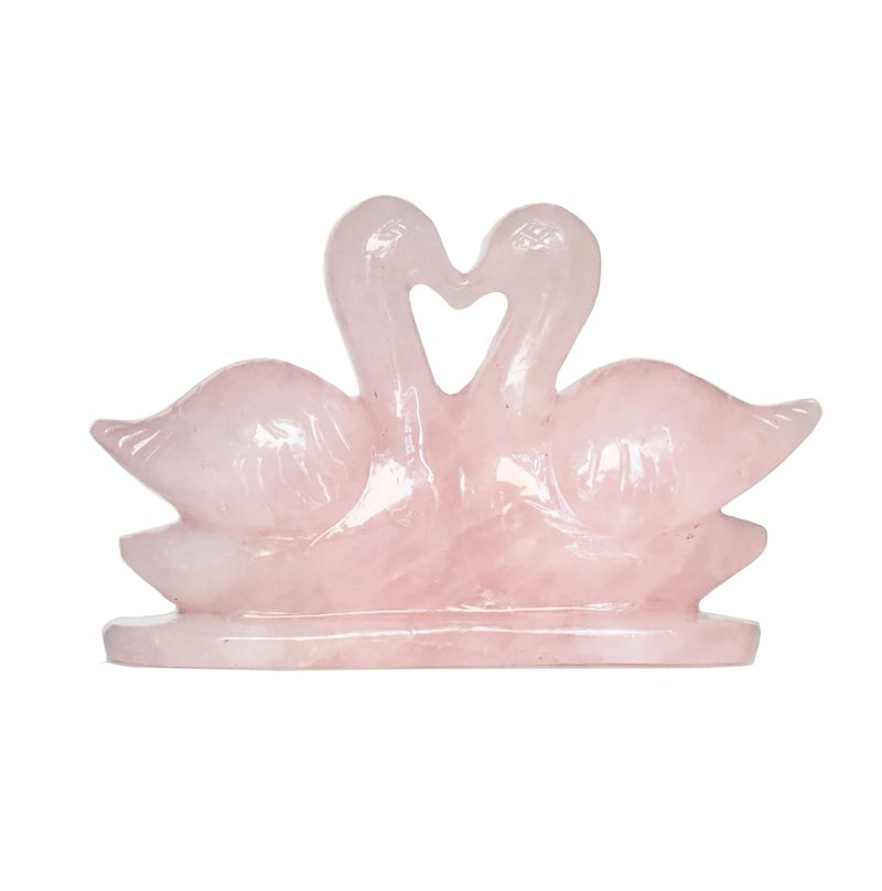Pyramid Tatva Rose Quartz Mandarin Ducks Joint 80110 Grams Healing Balancing Love and Relationship Self Love Heart ChakraPink Love Wedding Home Decor Valentines Day Natural Crystal Stone - Image 1